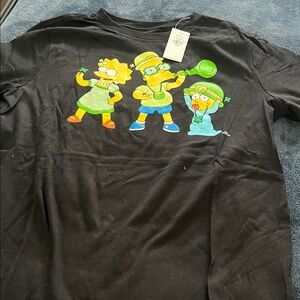 Old Navy Black Tee with Cartoon Characters